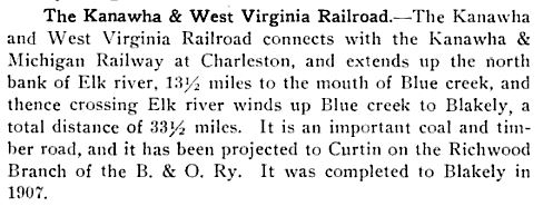 Kanawha and WV Railroad
