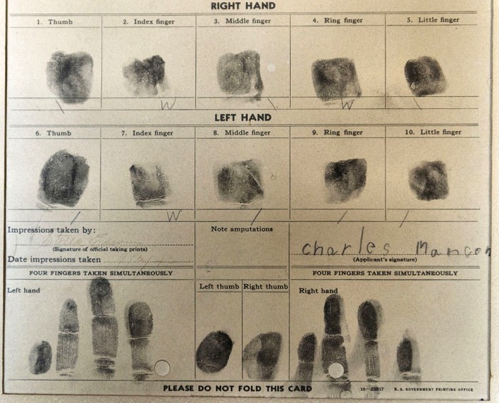 Charles Manson's fingerprints