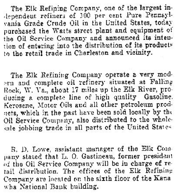 Elk Refinery History